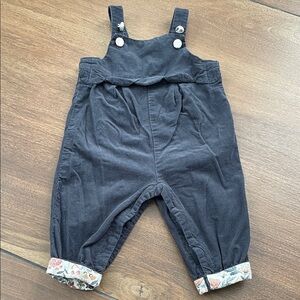 Tahari Baby dark navy Corduroy Overalls, botanical print, 3-6 mo
